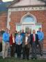 Attending the ARISS meeting at W1AW were (L–R) Mark Steiner, K3MS; Debra Johnson, K1DMJ; Cynthia McArthur, Deborah Brown-Biggs, Barry Baines, WD4ASW; Mark Severance, N5XWF; Rosalie White, K1STO; Ed Pritchard, and Dewey Rykard, KI4RGD. [N1BKE photo]