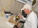 An Amateur Radio operator takes a lunch break. 