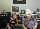 Nancy Rocheleau, WH6PN, and Dick Flagg, AH6NM, debrief after a telebridge contact. [Photo courtesy of Sacred Hearts Academy and NASA]