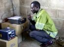 A temporary radio installation at the Chienege District Health Office. 